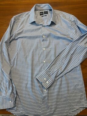 Boss Gray and White Check Dress Shirt